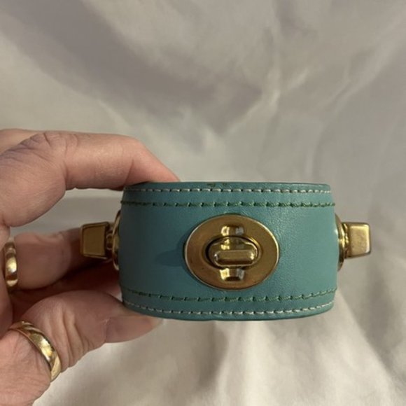 SALE. Coach Wide Leather Turnlock Bracelet - Picture 5 of 5